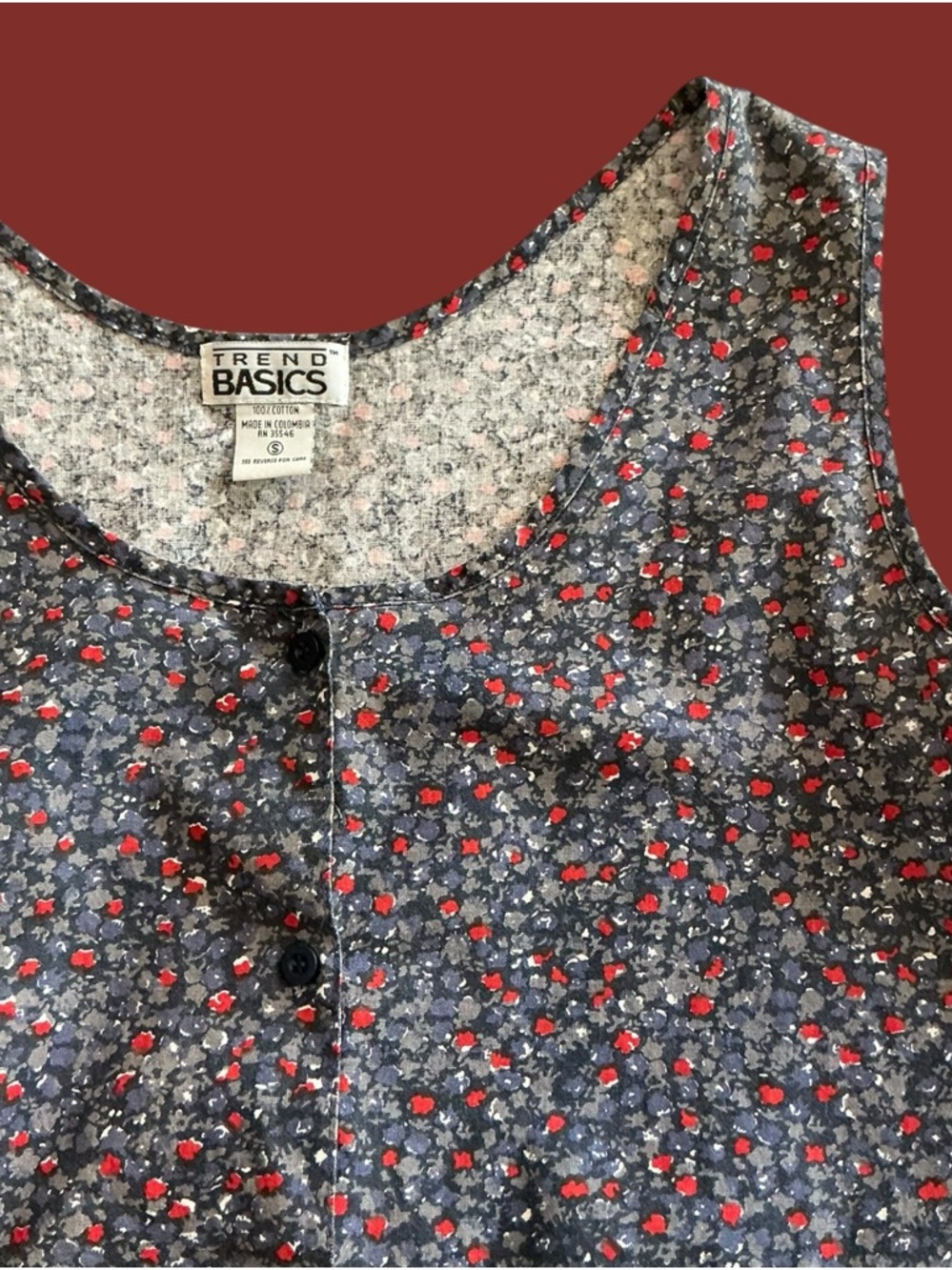 Vintage Blue Floral Button-Front Midi Dress - Picture 8 of 8